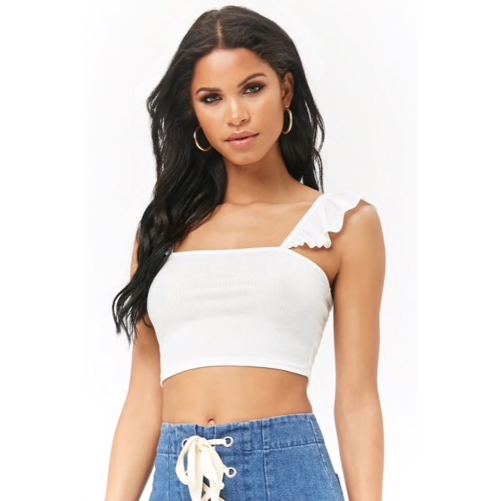 Forever 21 Ribbed Knit Off-the-Shoulder Crop Top